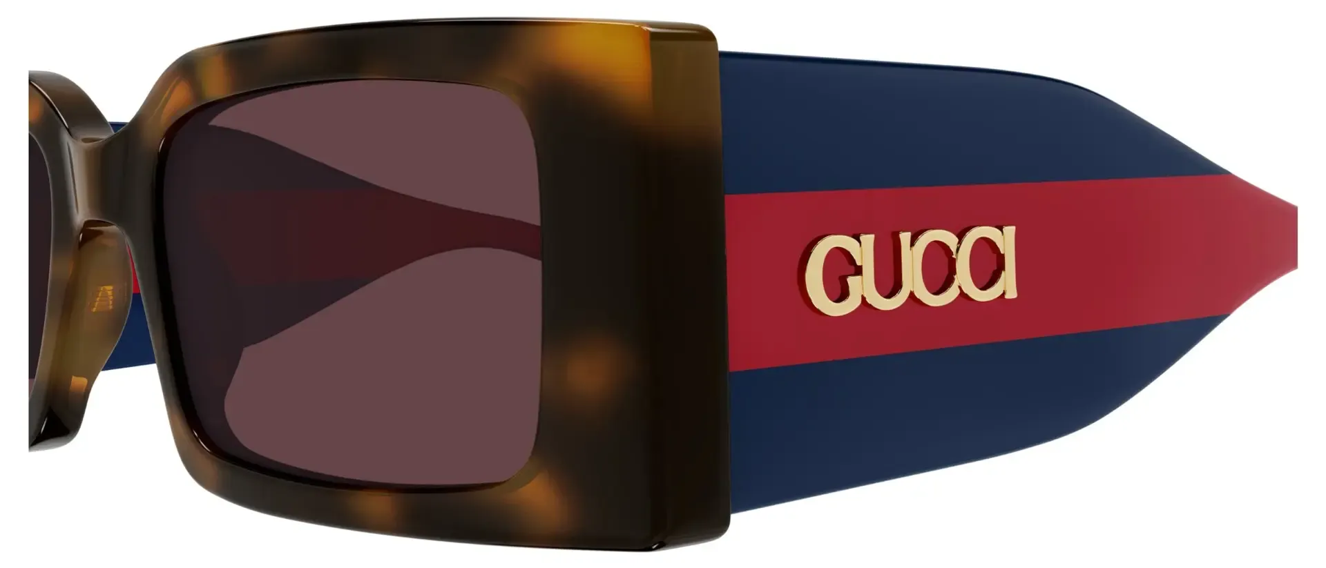 Dodatni prikaz 3: Gucci GG1860S 002 ženske sunčane naočale – okvir Havana uzorka u plavoj i smeđoj boji i leće u crvenoj boji
