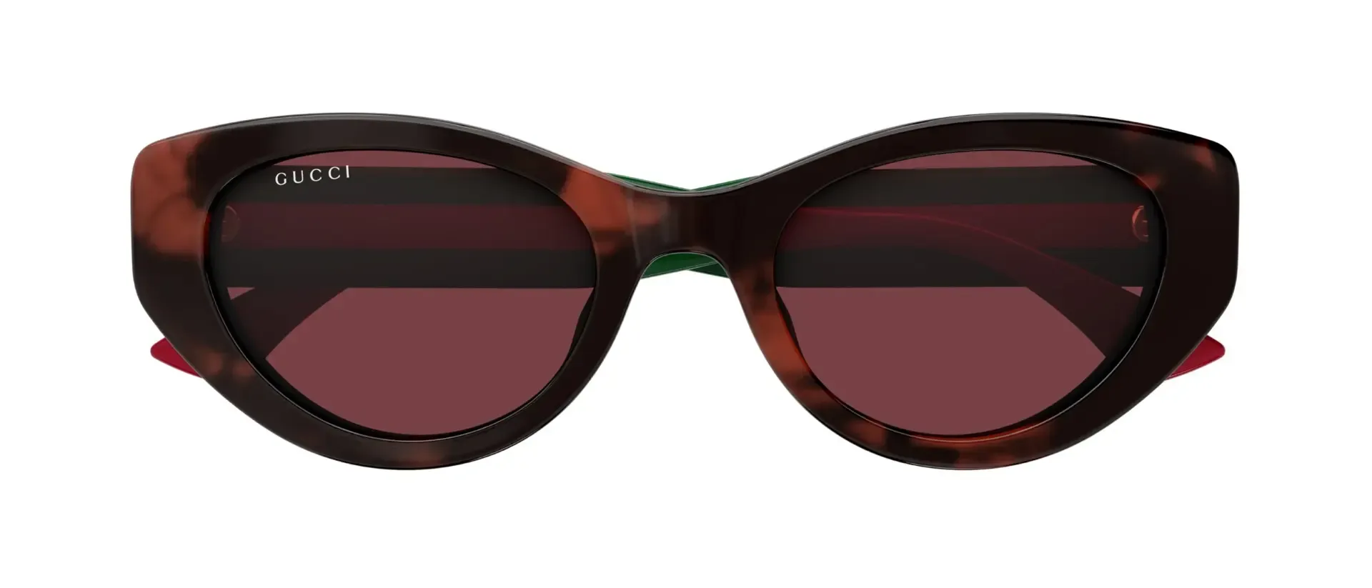 Gucci GG1862S 003 ženske sunčane naočale – okvir Havana uzorka u smeđoj i zelenoj boji i leće u crvenoj boji