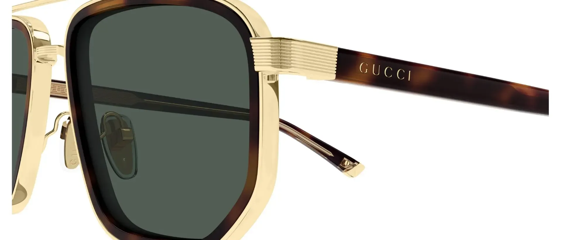Dodatni prikaz 3: Gucci GG2073S 003 muške sunčane naočale – okvir u zlatnoj i smeđoj boji i u prozirnoj izvedbi i leće u zelenoj boji
