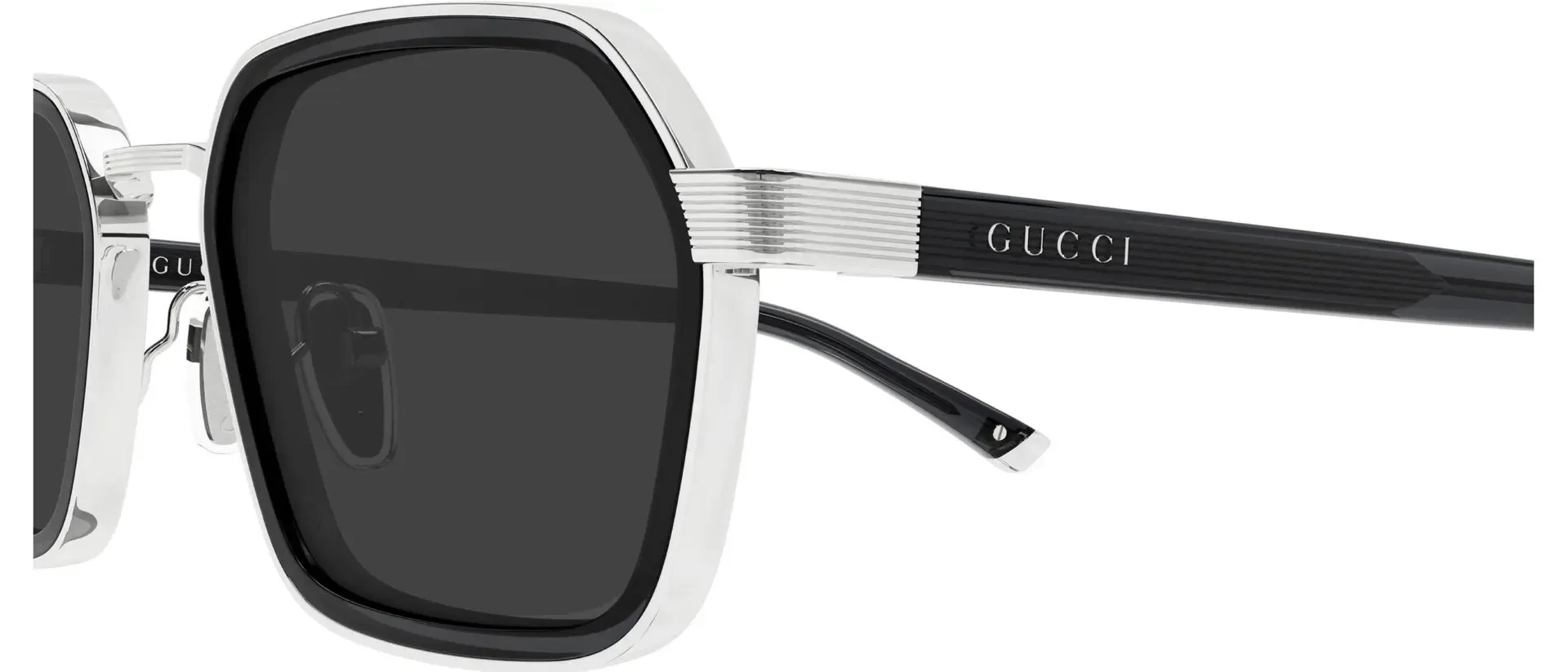 Dodatni prikaz 3: Gucci GG2074S 001 muške sunčane naočale – okvir u sivoj i srebrnoj boji i leće u sivoj boji