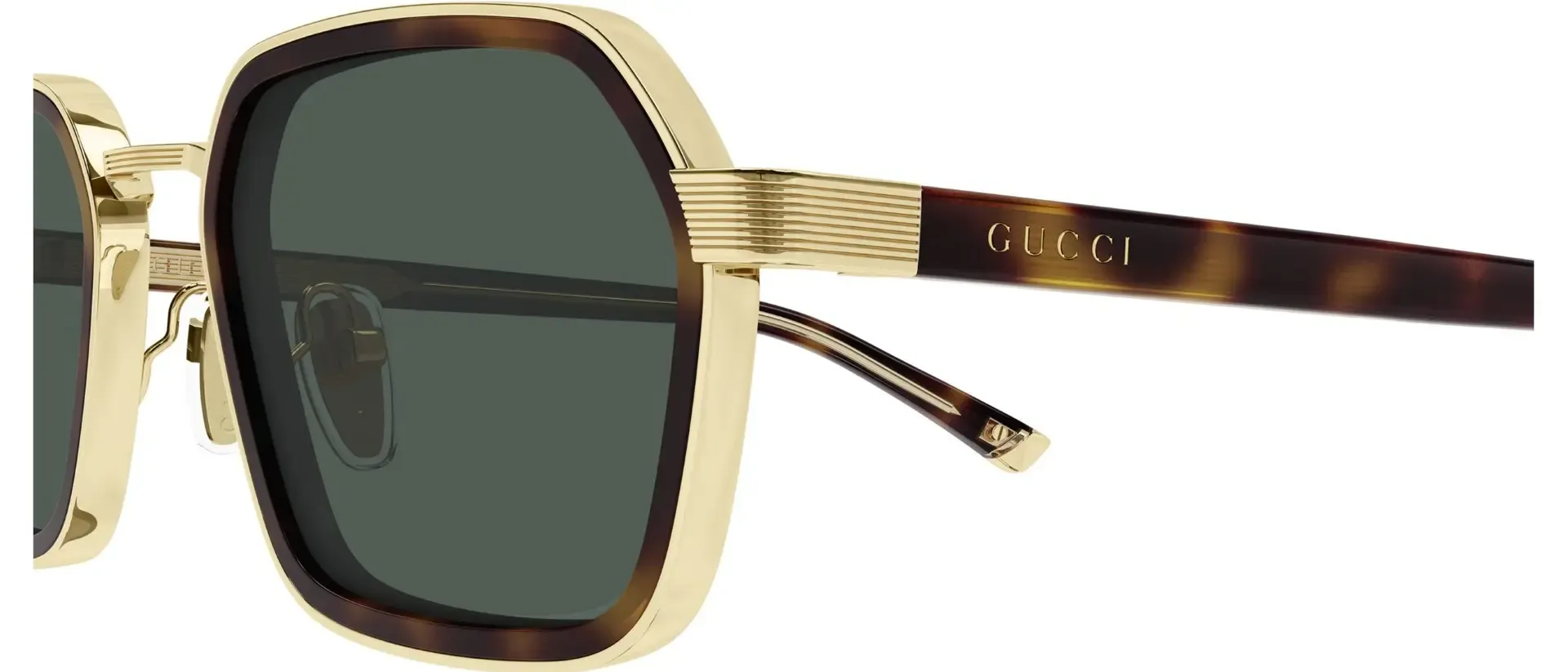 Dodatni prikaz 3: Gucci GG2074S 003 muške sunčane naočale – okvir u zlatnoj i smeđoj boji i u prozirnoj izvedbi i leće u zelenoj boji