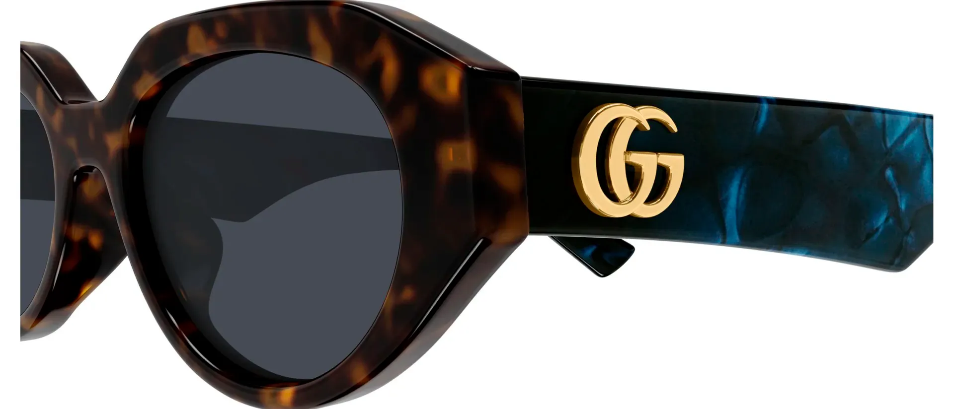 Dodatni prikaz 3: Gucci GG2206SA 004 ženske sunčane naočale – okvir Havana uzorka u plavoj i smeđoj boji i leće u plavoj boji