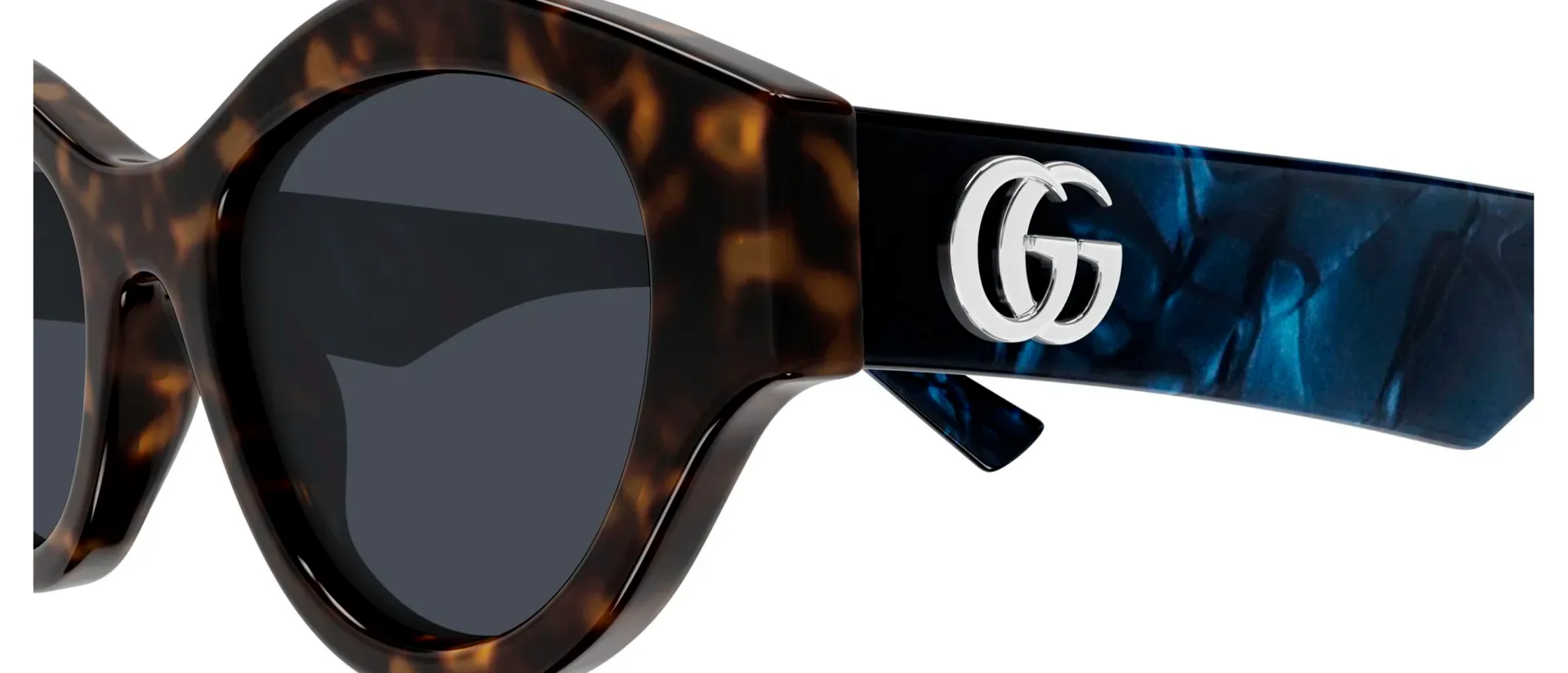 Dodatni prikaz 3: Gucci GG2207S 005 ženske sunčane naočale – okvir Havana uzorka u plavoj i smeđoj boji i leće u plavoj boji