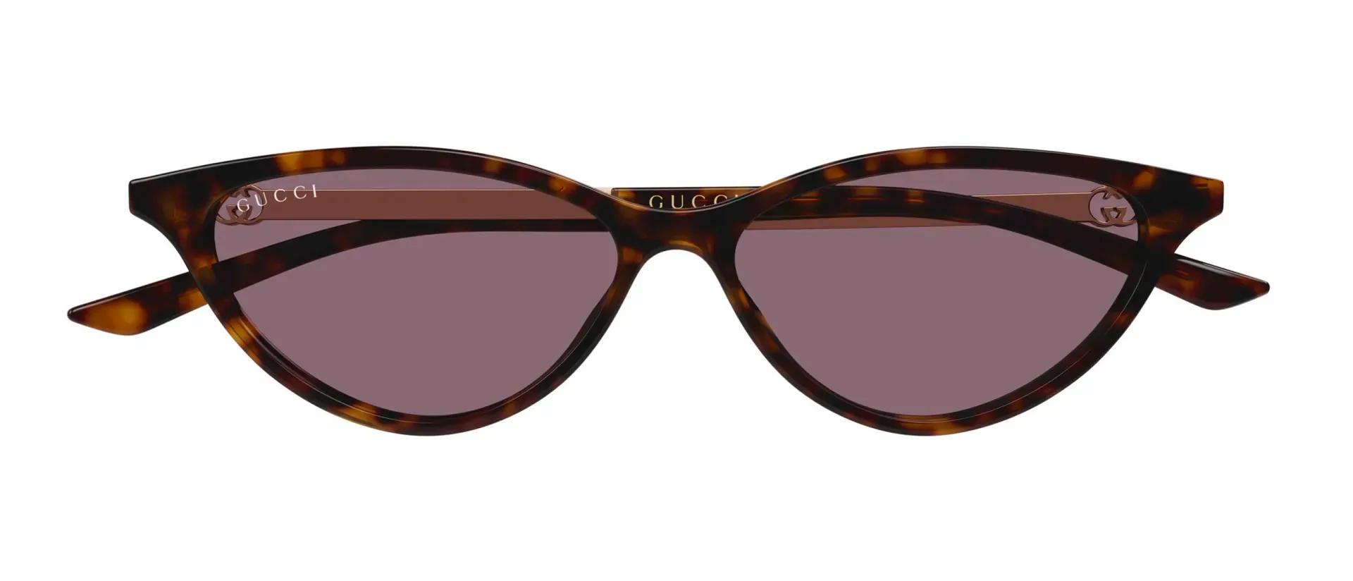 Gucci GG2211S 003 ženske sunčane naočale – okvir Havana uzorka u zlatnoj i smeđoj boji i leće u ljubičastoj boji