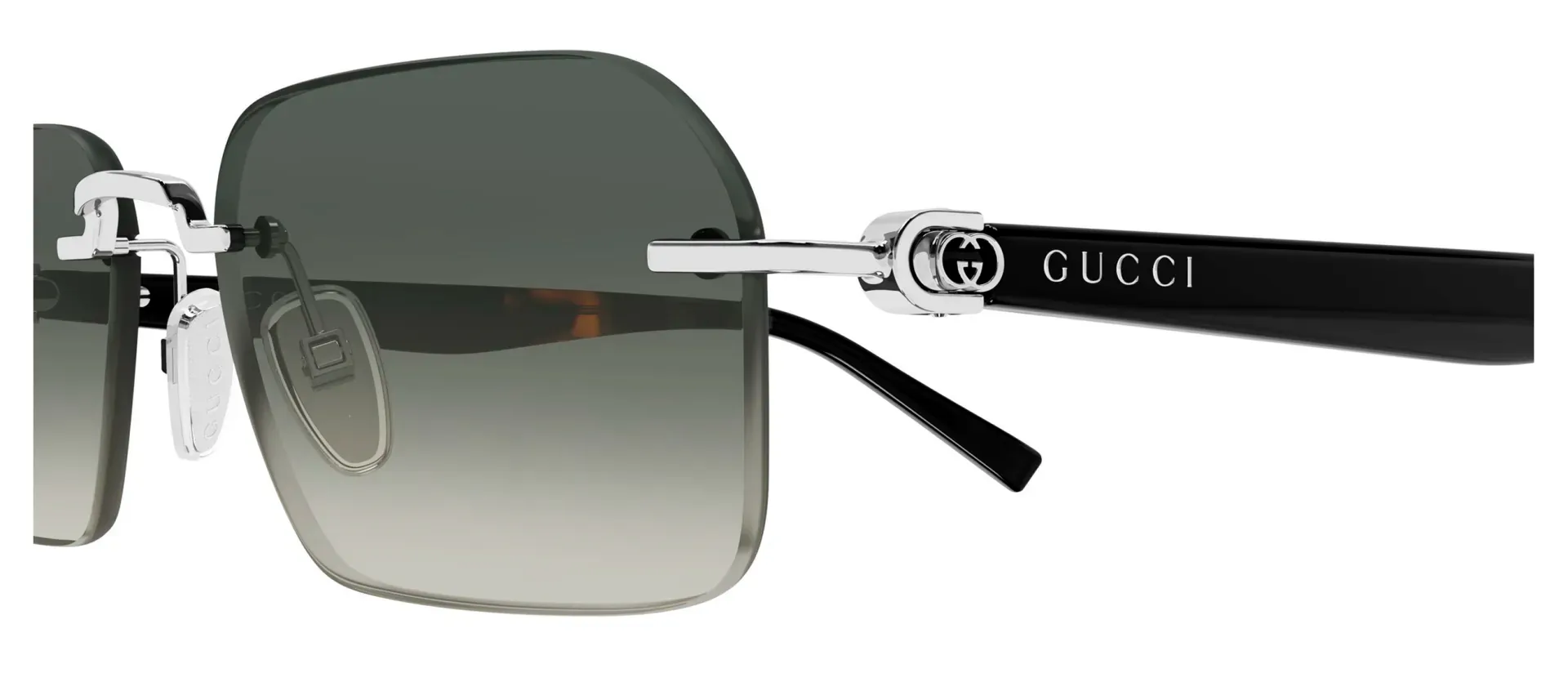 Dodatni prikaz 3: Gucci GG2259S 003 muške sunčane naočale – okvir u crnoj i srebrnoj boji i leće u sivoj boji i s gradijentom