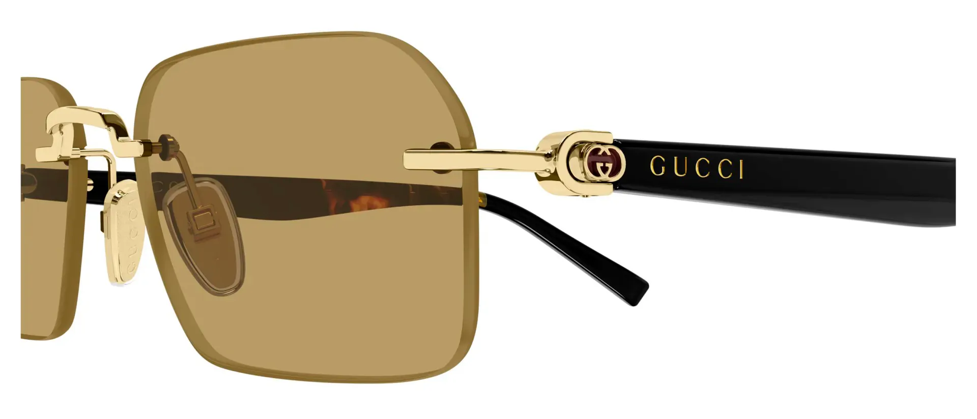 Dodatni prikaz 3: Gucci GG2259S 005 muške sunčane naočale – okvir u zlatnoj i crnoj boji i leće u žutoj i smeđoj boji