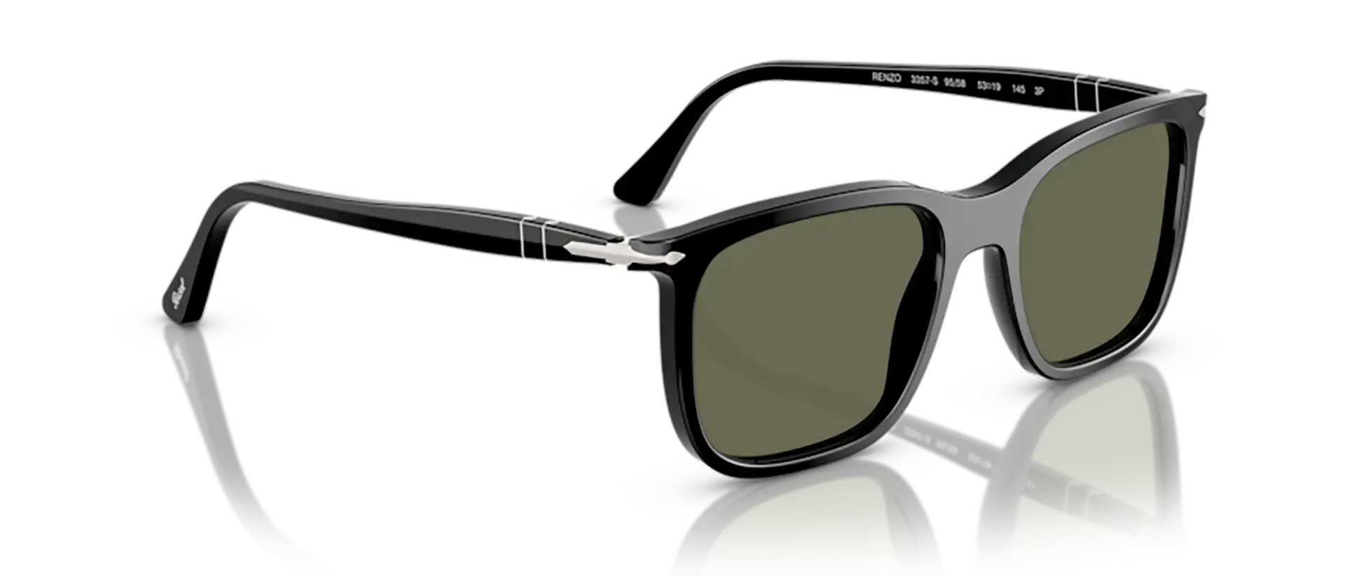 Dodatni prikaz 5: Persol PO3357S 95/58 uniseks sunčane naočale – okvir u crnoj boji i leće u zelenoj boji