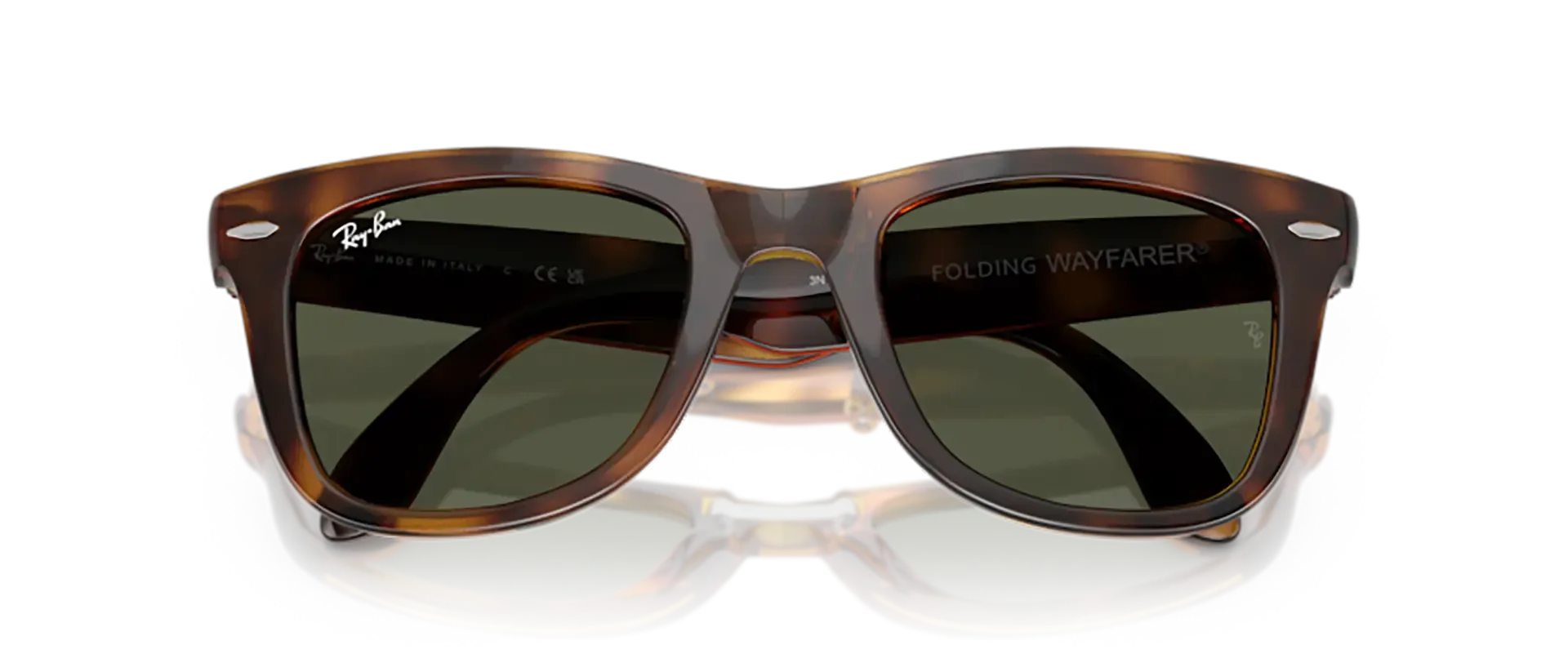 Dodatni prikaz 6: Ray-Ban Folding wayfarer RB4105 710/31 muške sunčane naočale – okvir Havana uzorka u smeđoj boji i leće u zelenoj boji