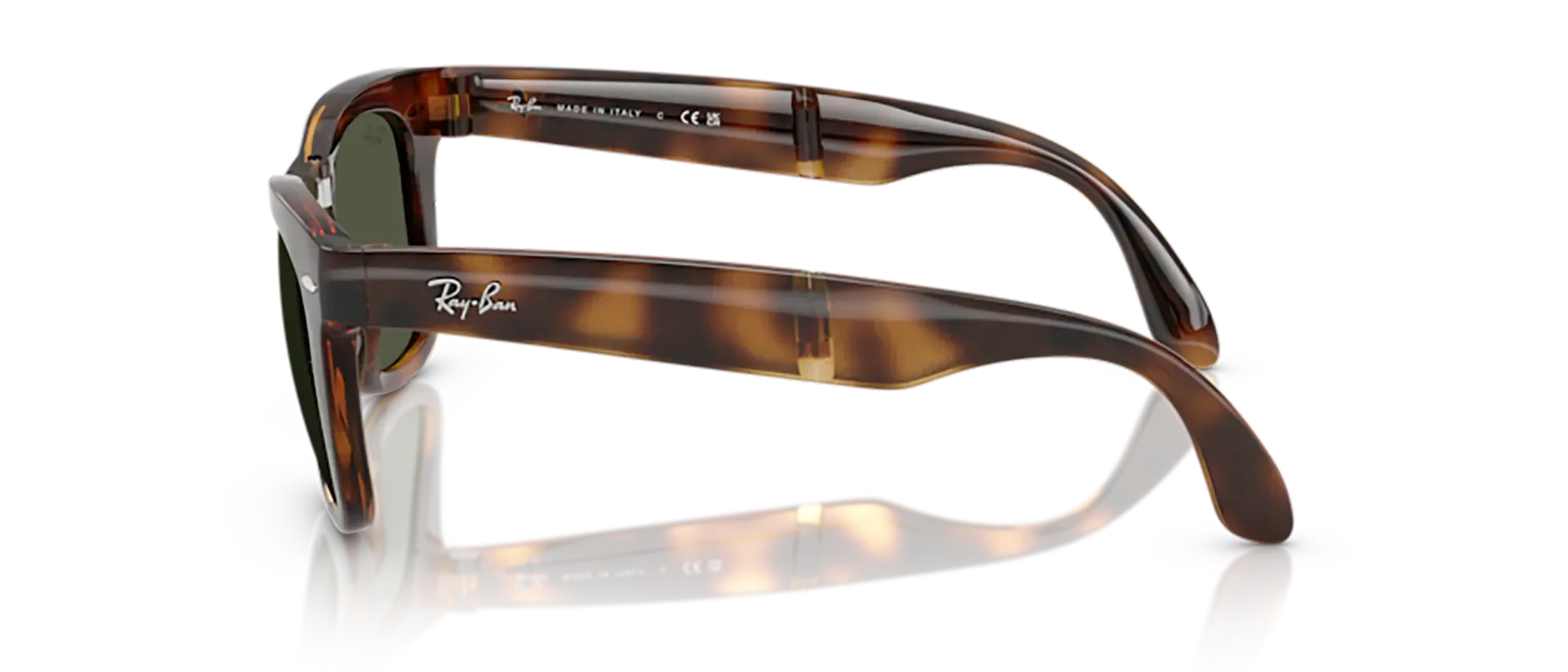 Dodatni prikaz 3: Ray-Ban Folding wayfarer RB4105 710/31 muške sunčane naočale – okvir Havana uzorka u smeđoj boji i leće u zelenoj boji