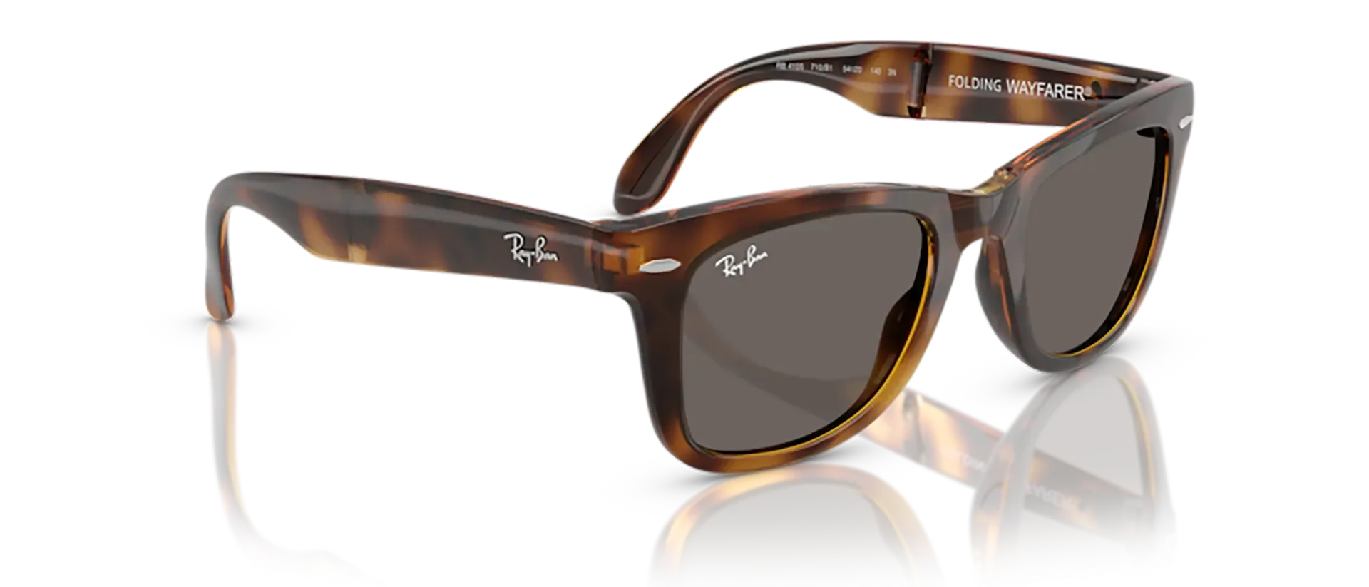 Dodatni prikaz 5: Ray-Ban Folding wayfarer RB4105 710/B1 muške sunčane naočale – okvir Havana uzorka u smeđoj boji i leće u sivoj boji