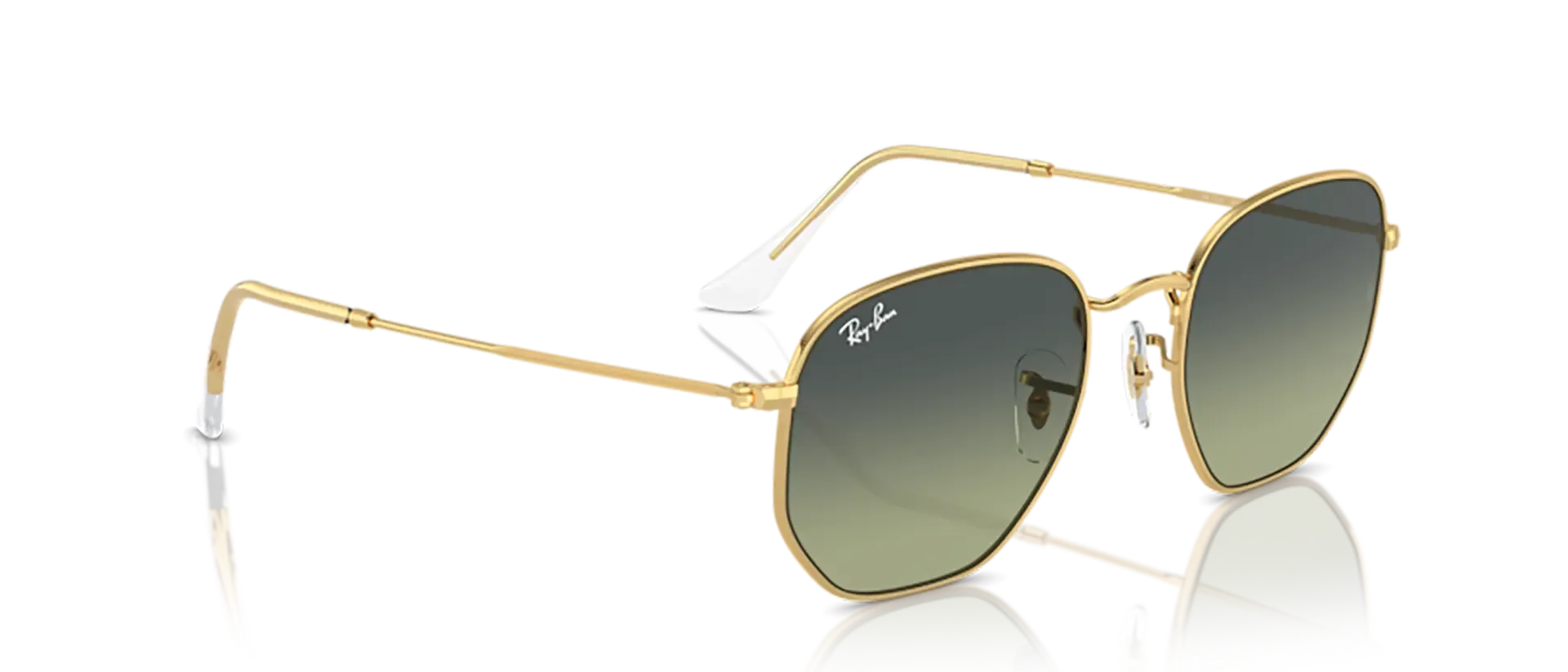Dodatni prikaz 5: Ray-Ban Hexagonal RB3548 001/BH uniseks sunčane naočale – okvir u zlatnoj boji i leće u zelenoj boji