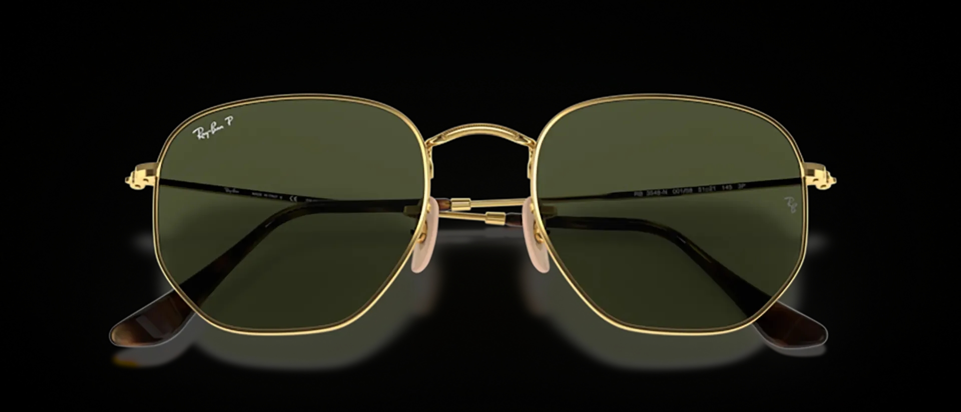 Dodatni prikaz 6: Ray-Ban Hexagonal RB3548N 001/58 uniseks sunčane naočale – okvir u zlatnoj boji i leće u zelenoj boji