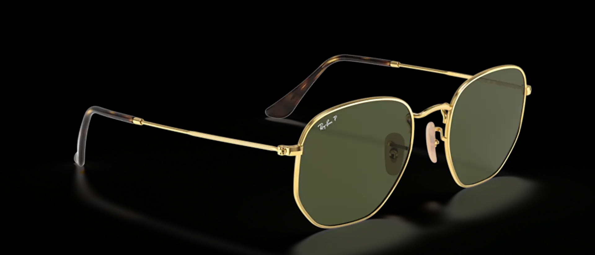 Dodatni prikaz 5: Ray-Ban Hexagonal RB3548N 001/58 uniseks sunčane naočale – okvir u zlatnoj boji i leće u zelenoj boji
