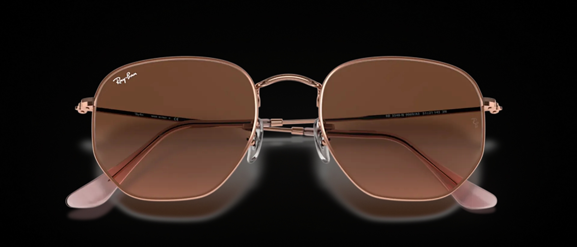 Dodatni prikaz 6: Ray-Ban Hexagonal RB3548N 9069A5 uniseks sunčane naočale – okvir u smeđoj i narančastoj boji i leće u smeđoj boji i s gradijentom