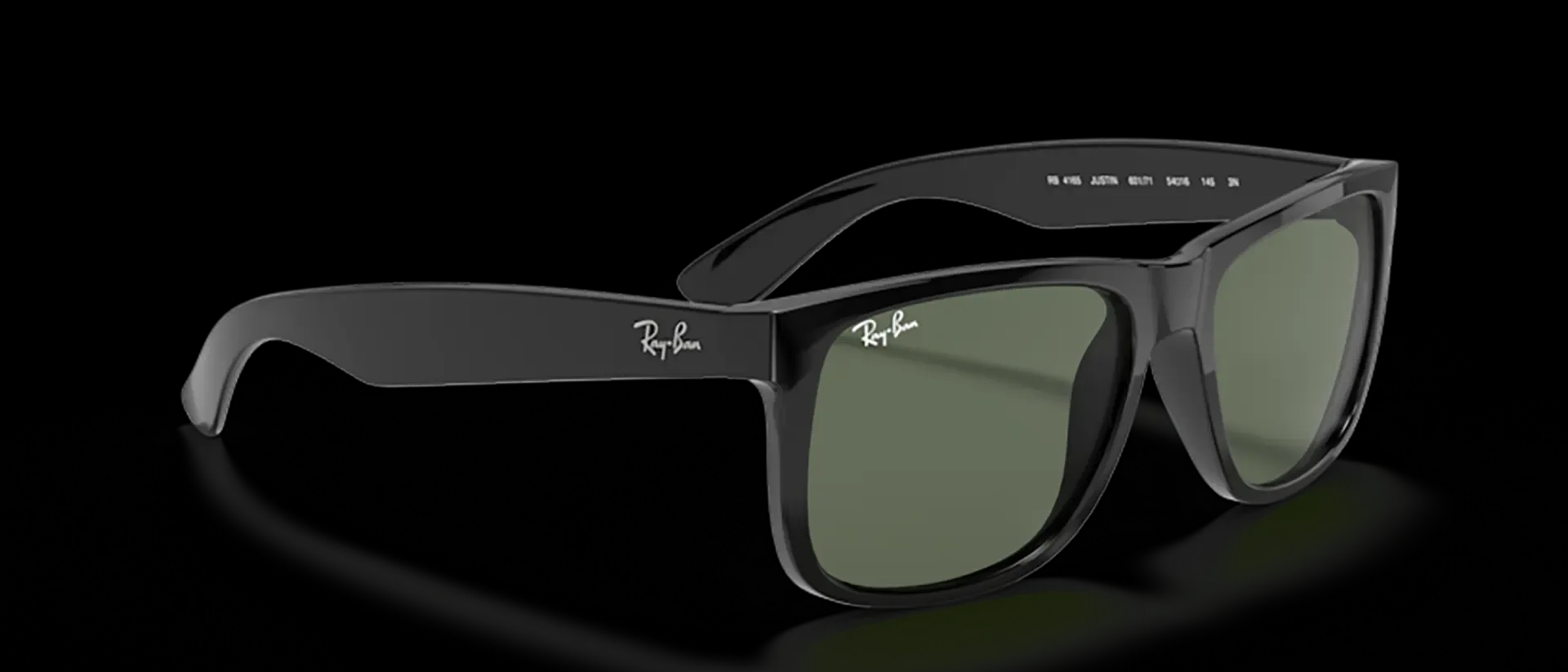 Dodatni prikaz 5: Ray-Ban Justin RB4165 601/71 muške sunčane naočale – okvir u crnoj boji i leće u zelenoj boji