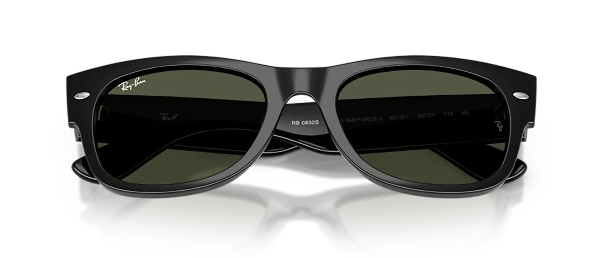 Dodatni prikaz 6: Ray-Ban Mega wayfarer ii RB0832S 901/31 uniseks sunčane naočale – okvir u crnoj boji i leće u zelenoj boji