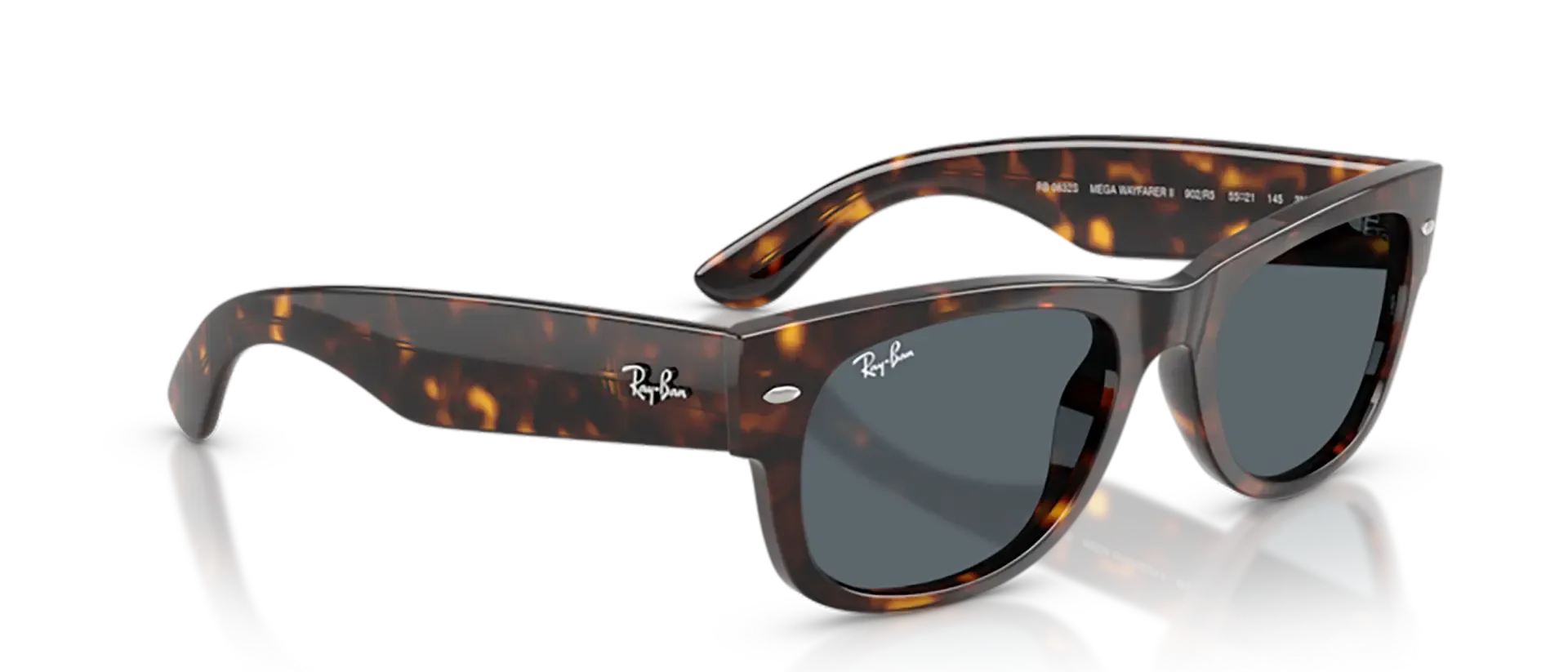 Dodatni prikaz 5: Ray-Ban Mega wayfarer ii RB0832S 902/R5 uniseks sunčane naočale – okvir Havana uzorka u smeđoj boji i leće u plavoj boji
