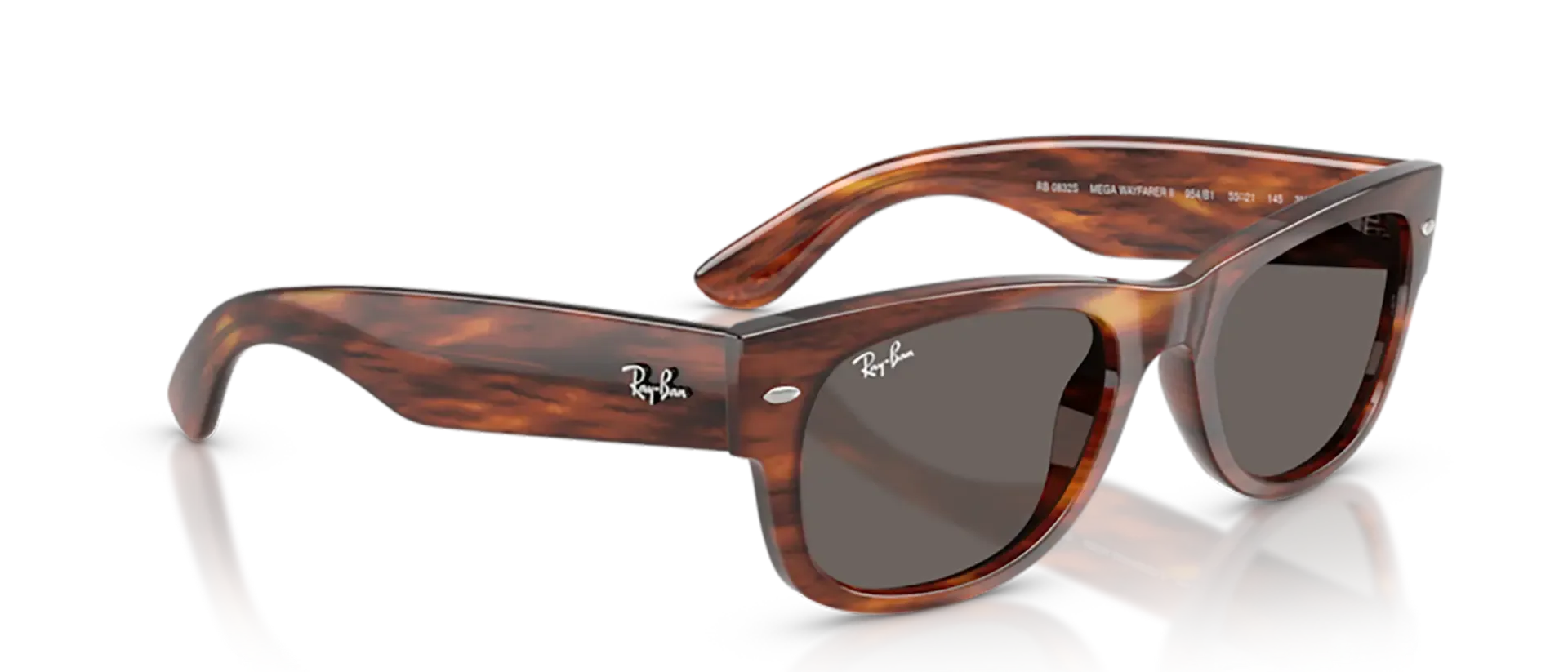 Dodatni prikaz 5: Ray-Ban Mega wayfarer ii RB0832S 954/B1 uniseks sunčane naočale – okvir Havana uzorka u smeđoj boji i leće u sivoj boji