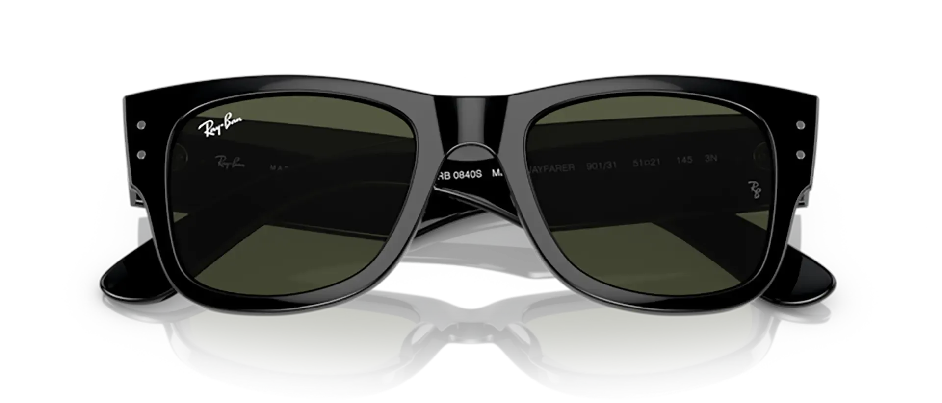 Dodatni prikaz 7: Ray-Ban Mega wayfarer RB0840S 901/31 uniseks sunčane naočale – okvir u crnoj boji i leće u zelenoj boji