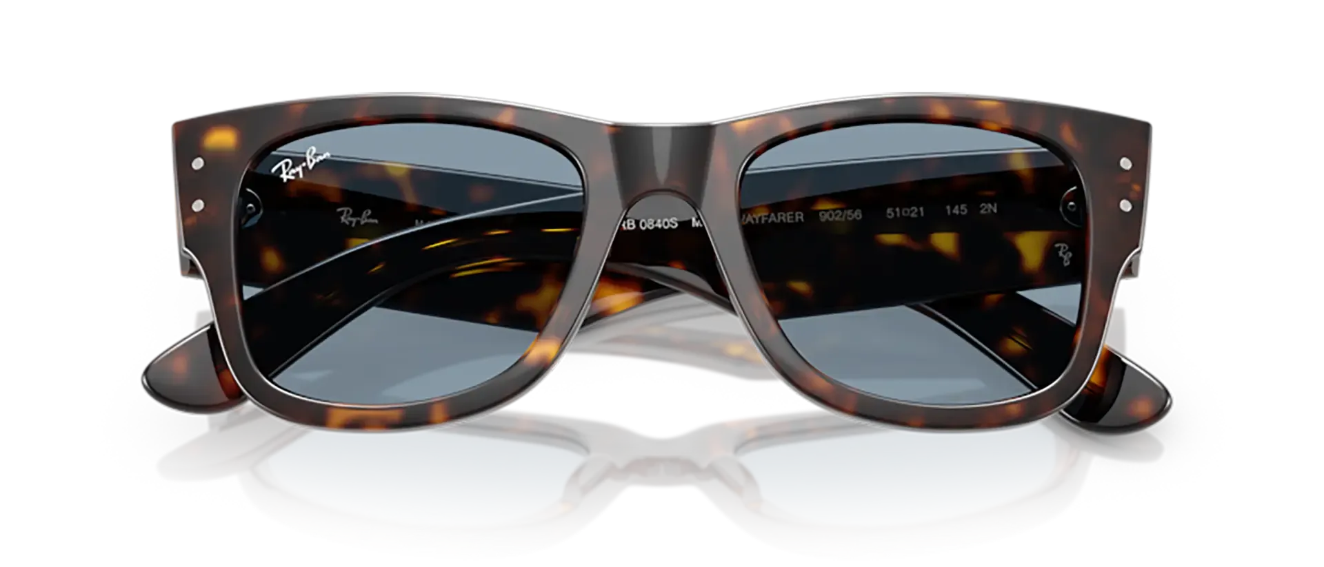 Dodatni prikaz 6: Ray-Ban Mega wayfarer RB0840S 902/56 uniseks sunčane naočale – okvir Havana uzorka u smeđoj boji i leće u plavoj boji
