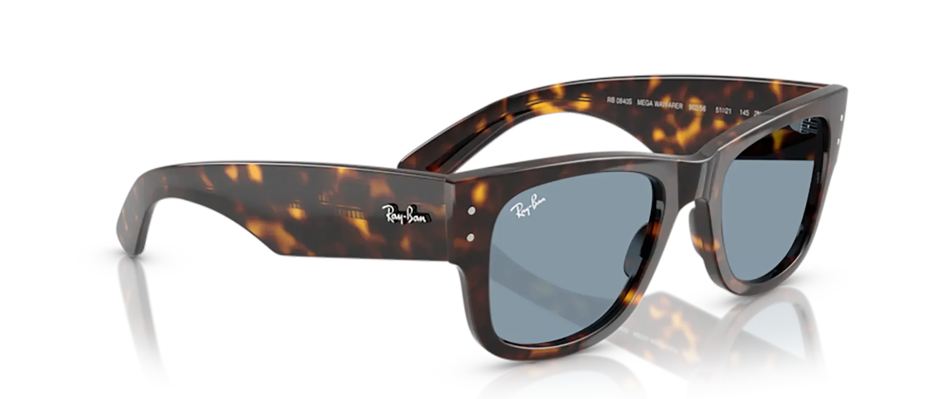 Dodatni prikaz 5: Ray-Ban Mega wayfarer RB0840S 902/56 uniseks sunčane naočale – okvir Havana uzorka u smeđoj boji i leće u plavoj boji