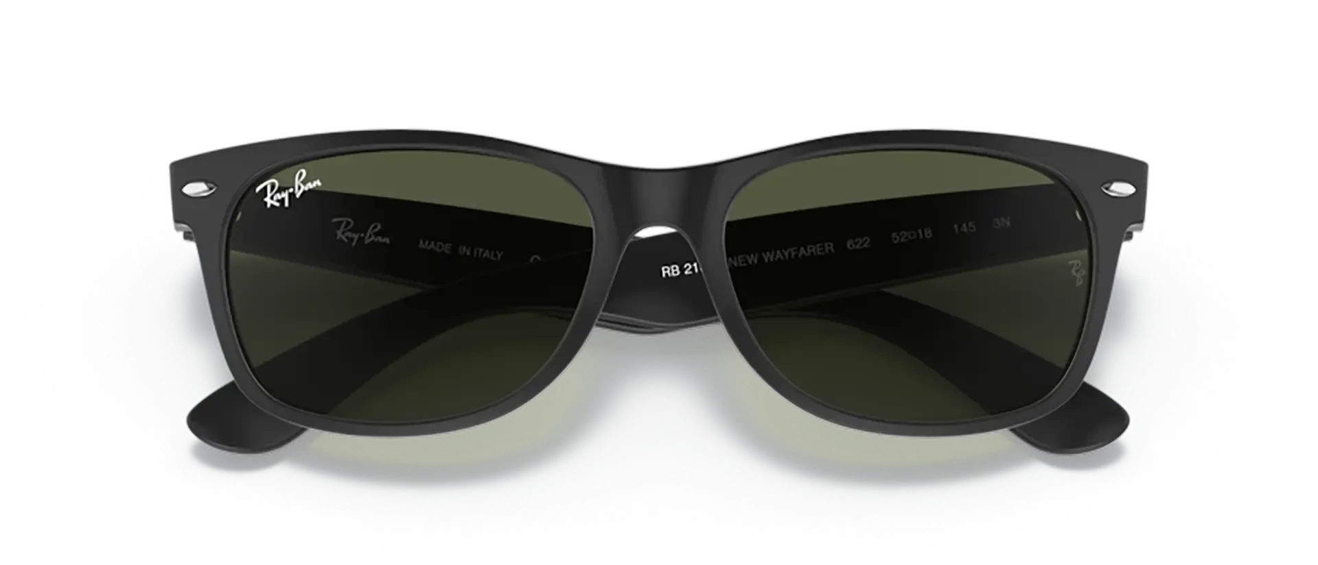 Dodatni prikaz 6: Ray-Ban New wayfarer RB2132 622 uniseks sunčane naočale – okvir u crnoj boji i leće u zelenoj boji