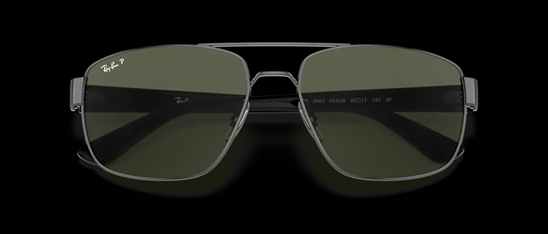 Dodatni prikaz 6: Ray-Ban RB3663 004/58 muške sunčane naočale – okvir u crnoj i sivoj boji i leće u zelenoj boji