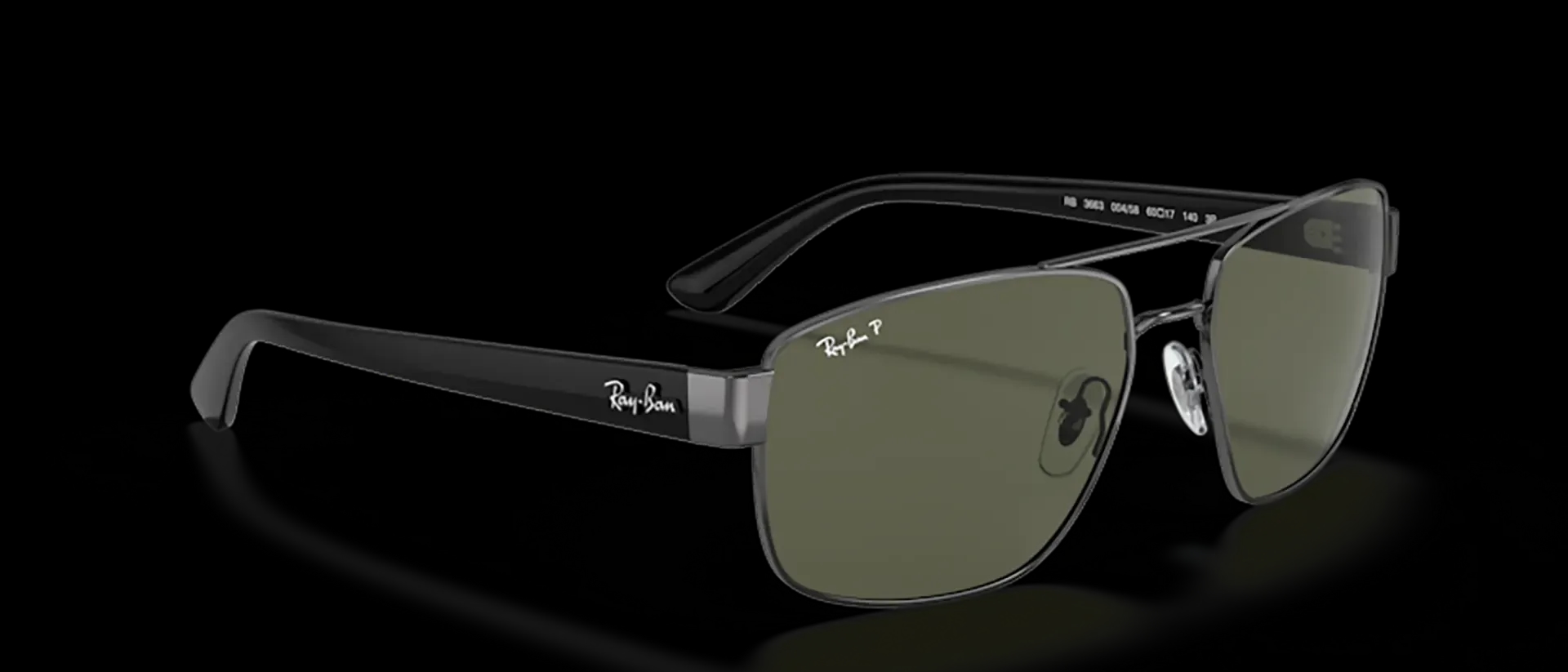 Dodatni prikaz 5: Ray-Ban RB3663 004/58 muške sunčane naočale – okvir u crnoj i sivoj boji i leće u zelenoj boji