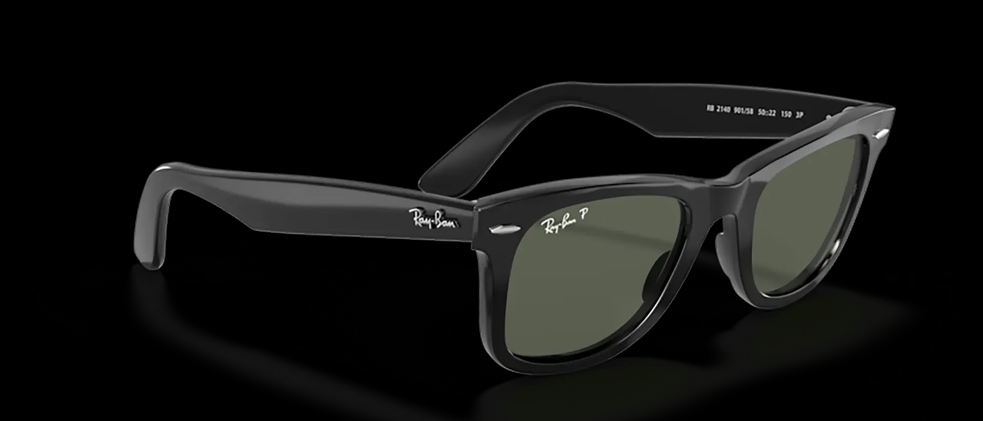 Dodatni prikaz 5: Ray-Ban Wayfarer RB2140 901/58 uniseks sunčane naočale – okvir u crnoj boji i leće u zelenoj boji