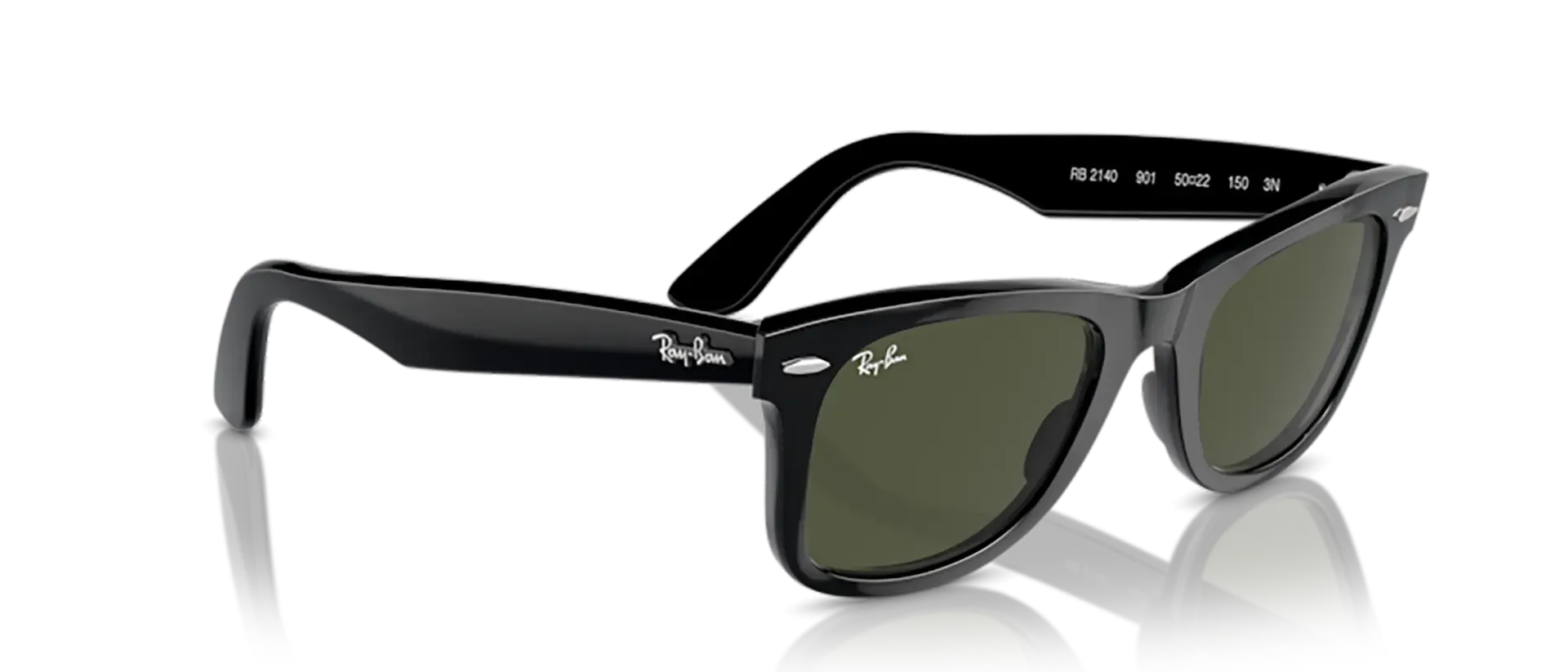Dodatni prikaz 5: Ray-Ban Wayfarer RB2140 901 uniseks sunčane naočale – okvir u crnoj boji i leće u zelenoj boji