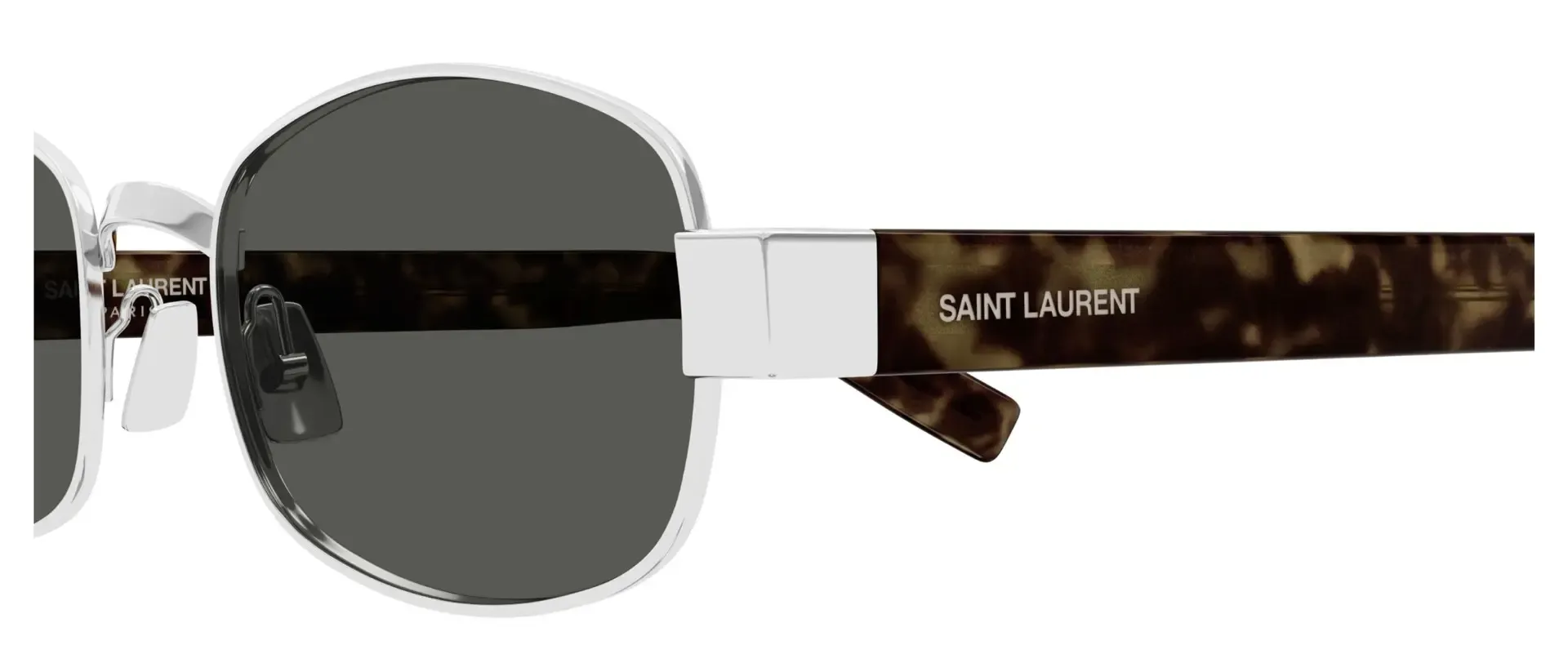 Dodatni prikaz 3: Saint Laurent SL 706 002 uniseks sunčane naočale – okvir Havana uzorka u smeđoj i srebrnoj boji i leće u sivoj boji