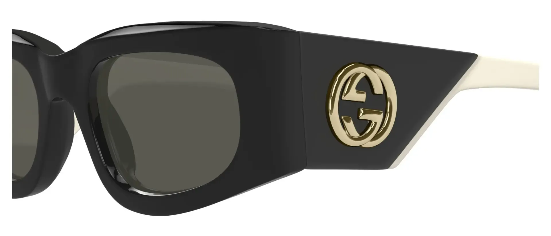 Dodatni prikaz 3: Gucci GG1664S 001 ženske sunčane naočale – okvir u bež, crnoj i bijeloj boji i leće u sivoj boji