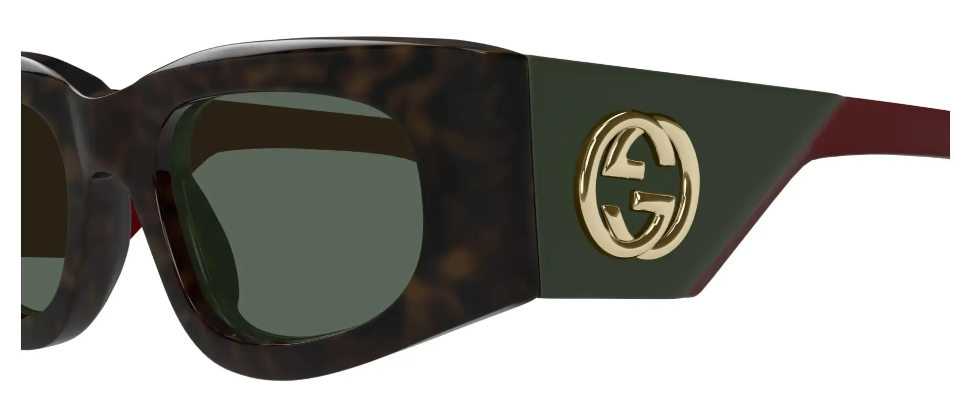 Dodatni prikaz 3: Gucci GG1664S 002 ženske sunčane naočale – okvir Havana uzorka u smeđoj i crvenoj boji i leće u zelenoj boji