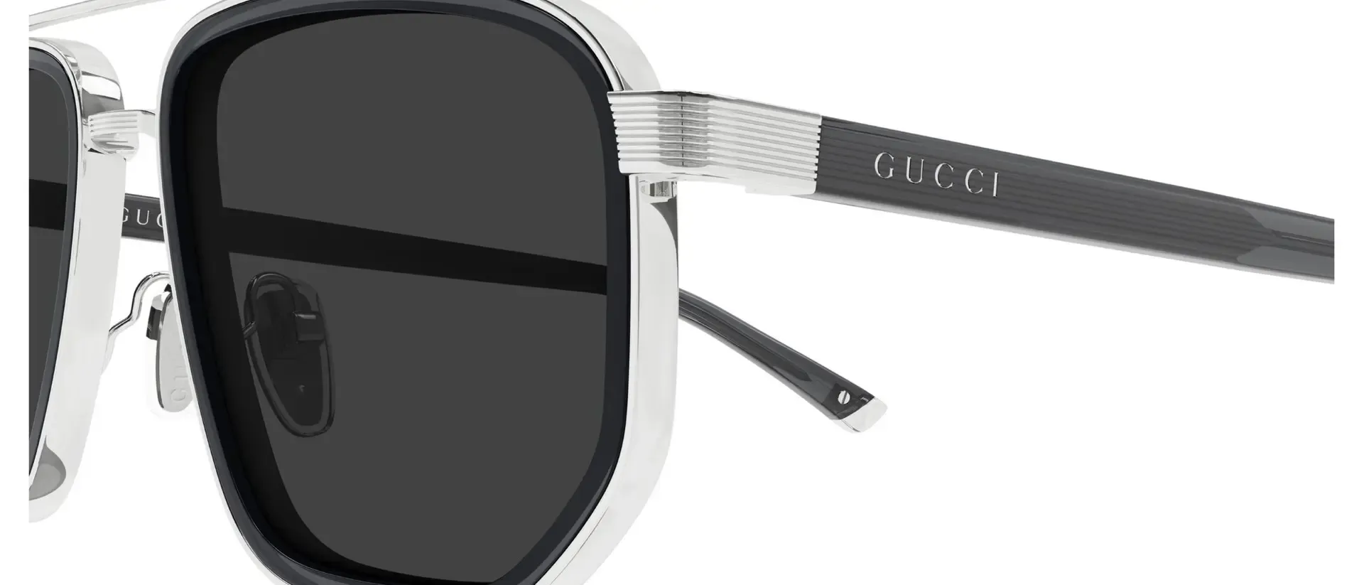 Dodatni prikaz 3: Gucci GG2073S 001 muške sunčane naočale – okvir u sivoj i srebrnoj boji i leće u sivoj boji