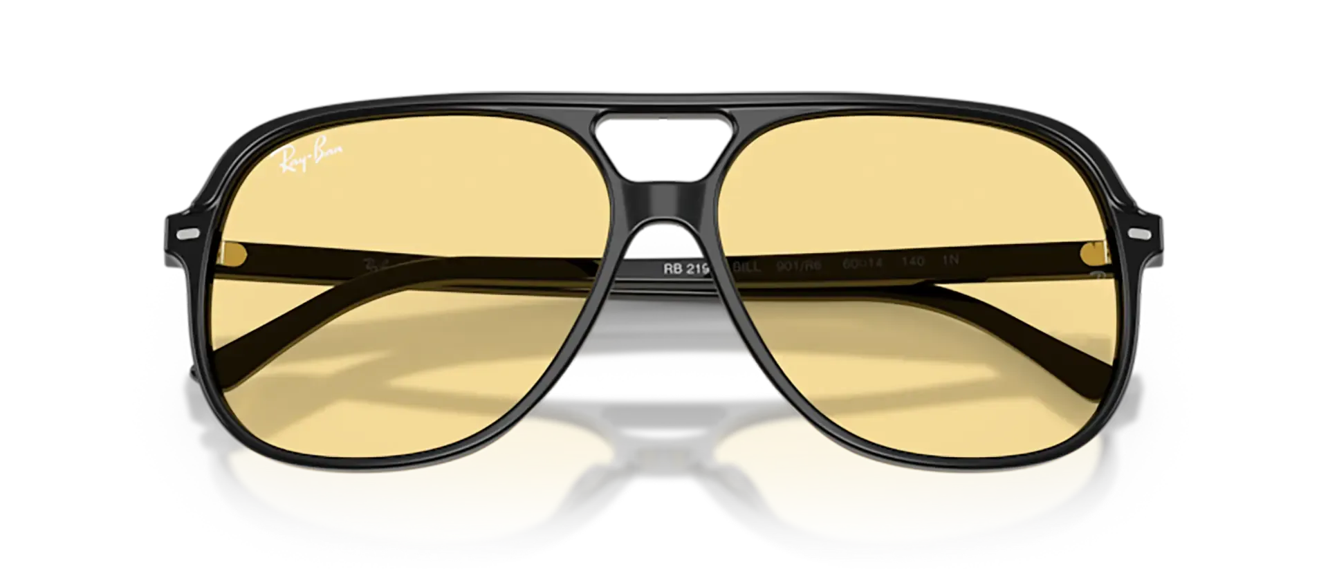Dodatni prikaz 6: Ray-Ban Bill RB2198 901/R6 uniseks sunčane naočale – okvir u crnoj boji i leće u žutoj boji
