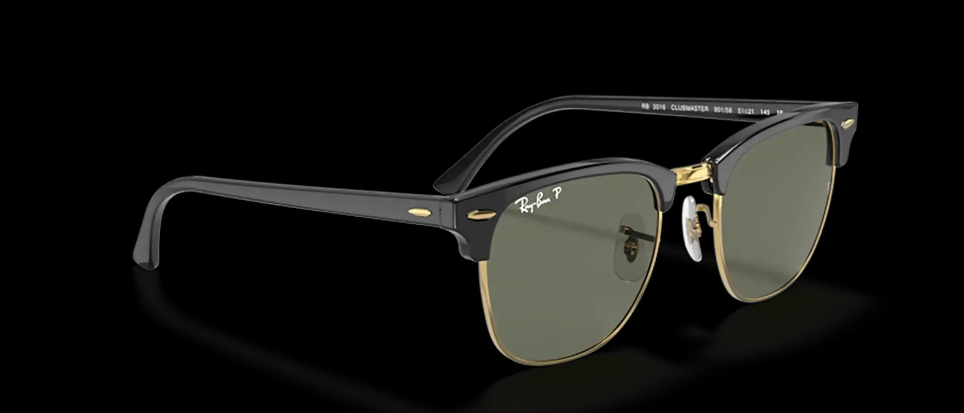 Dodatni prikaz 5: Ray-Ban Clubmaster RB3016 901/58 uniseks sunčane naočale – okvir u zlatnoj i crnoj boji i leće u zelenoj boji