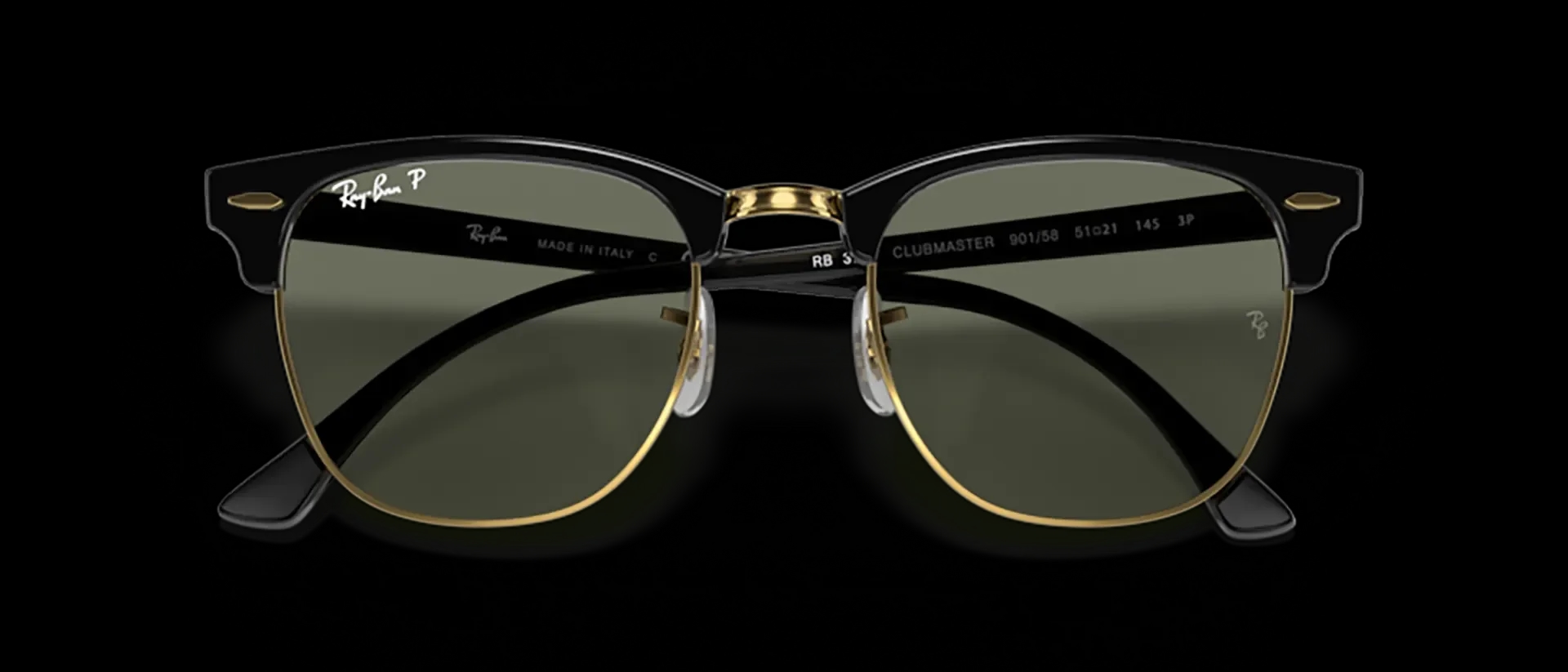 Dodatni prikaz 6: Ray-Ban Clubmaster RB3016 901/58 uniseks sunčane naočale – okvir u zlatnoj i crnoj boji i leće u zelenoj boji