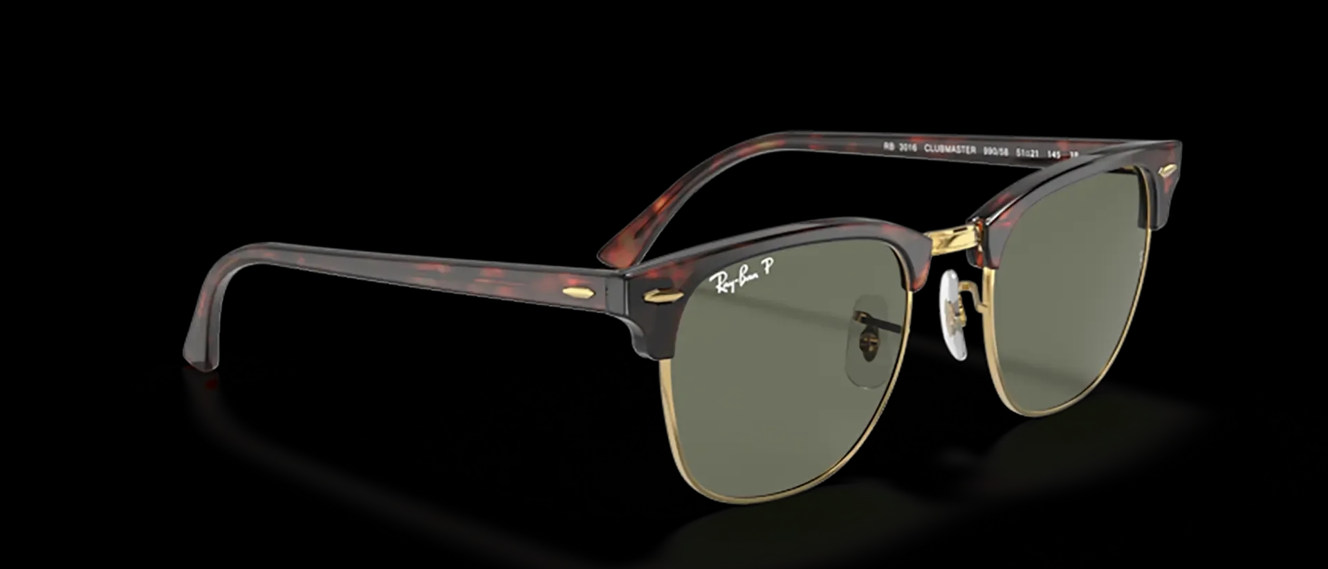 Dodatni prikaz 5: Ray-Ban Clubmaster RB3016 990/58 uniseks sunčane naočale – okvir u zlatnoj, smeđoj i crnoj boji i leće u zelenoj boji