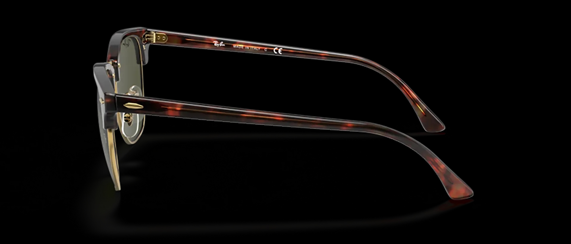 Dodatni prikaz 3: Ray-Ban Clubmaster RB3016 W0366 uniseks sunčane naočale – okvir u zlatnoj, smeđoj i crnoj boji i leće u zelenoj boji