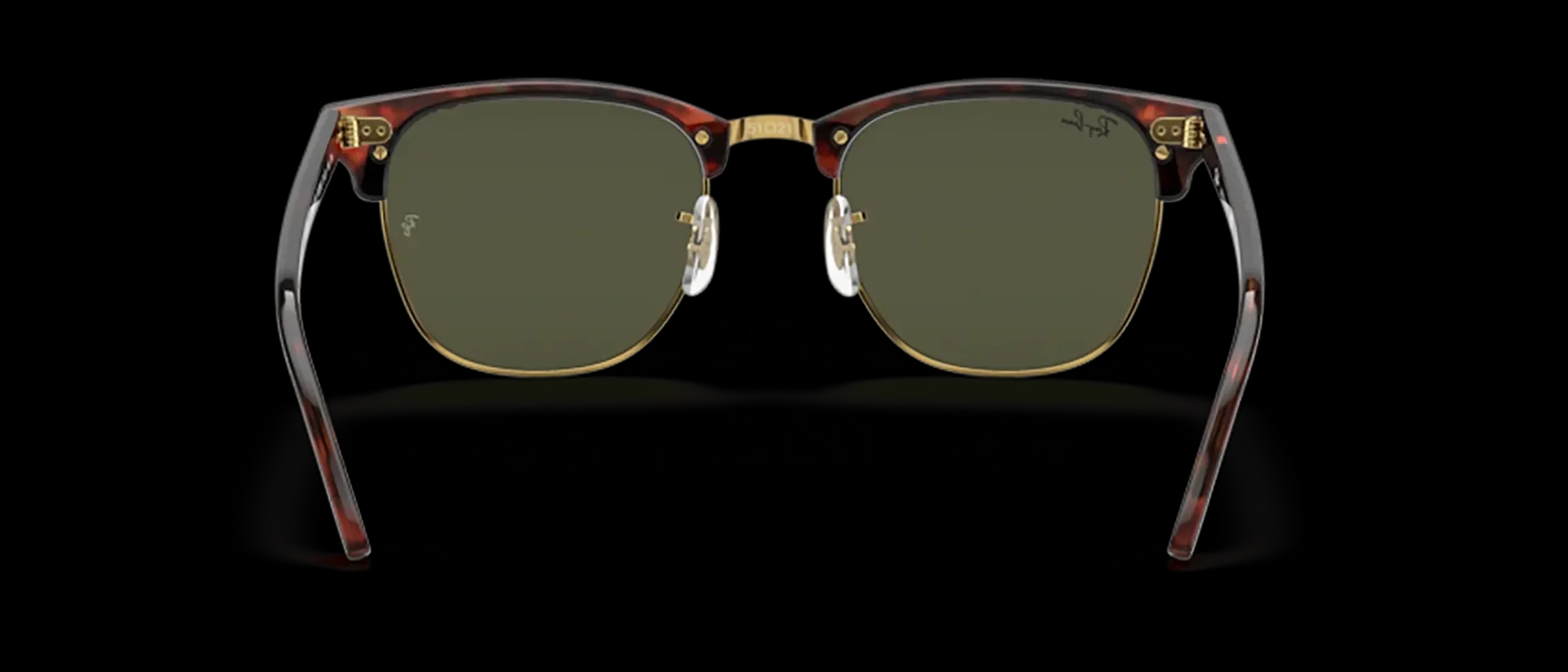 Dodatni prikaz 4: Ray-Ban Clubmaster RB3016 W0366 uniseks sunčane naočale – okvir u zlatnoj, smeđoj i crnoj boji i leće u zelenoj boji