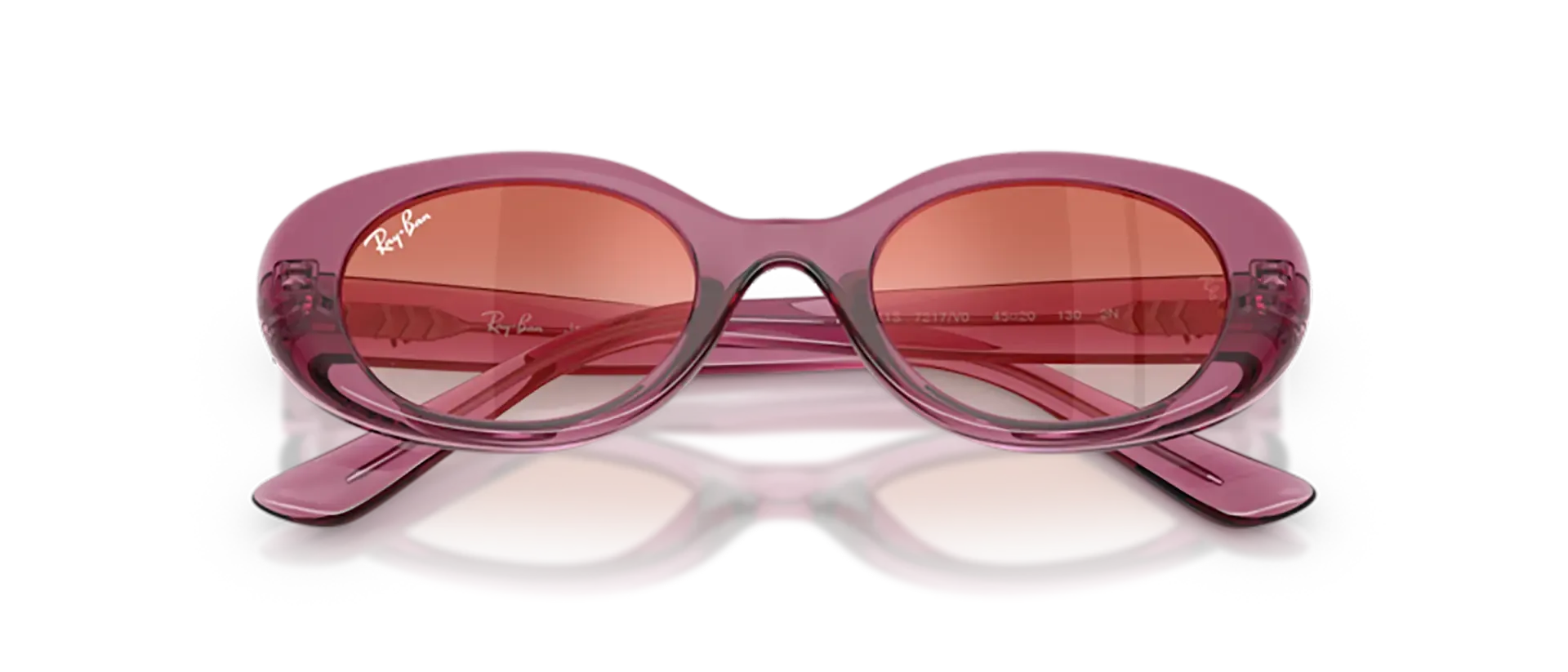 Dodatni prikaz 6: Ray-Ban JUNIOR RJ9141S 7217V0 ženske sunčane naočale – okvir u ljubičastoj boji i leće u crvenoj boji, u prozirnoj izvedbi i s gradijentom