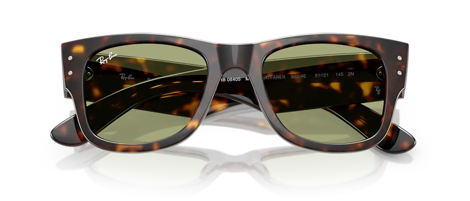 Dodatni prikaz 6: Ray-Ban Mega wayfarer RB0840S 902/4E uniseks sunčane naočale – okvir Havana uzorka u smeđoj boji i leće u zelenoj boji