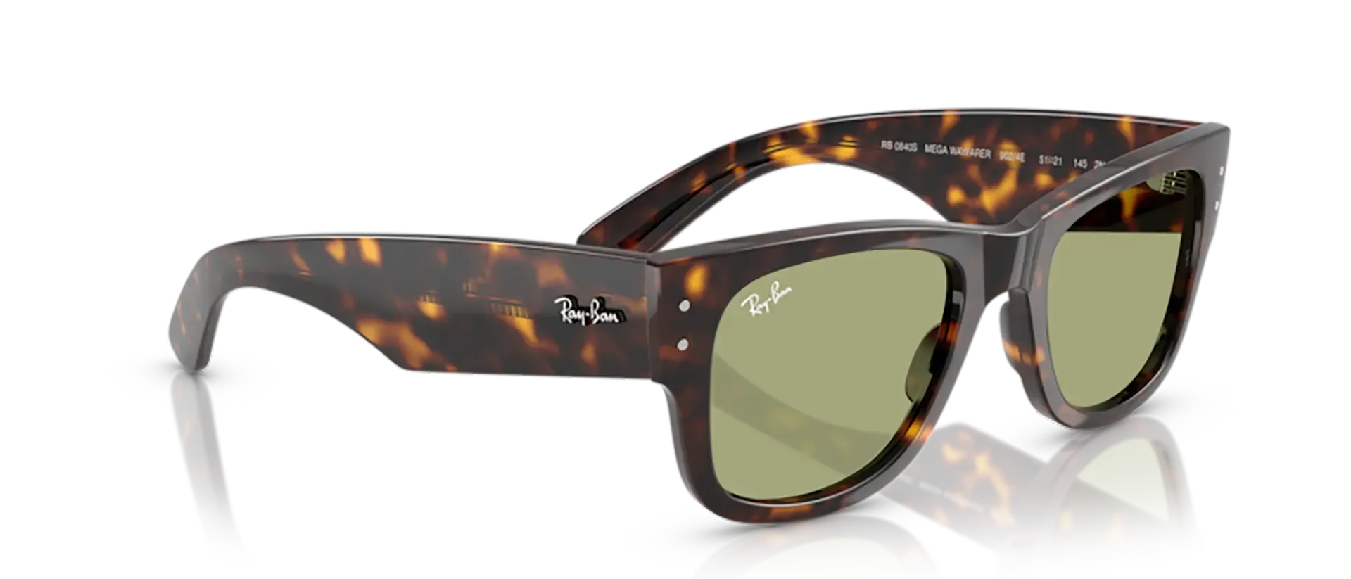 Dodatni prikaz 5: Ray-Ban Mega wayfarer RB0840S 902/4E uniseks sunčane naočale – okvir Havana uzorka u smeđoj boji i leće u zelenoj boji