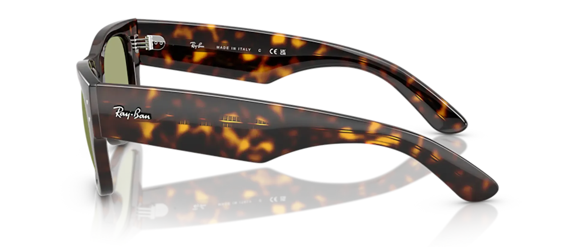 Dodatni prikaz 3: Ray-Ban Mega wayfarer RB0840S 902/4E uniseks sunčane naočale – okvir Havana uzorka u smeđoj boji i leće u zelenoj boji