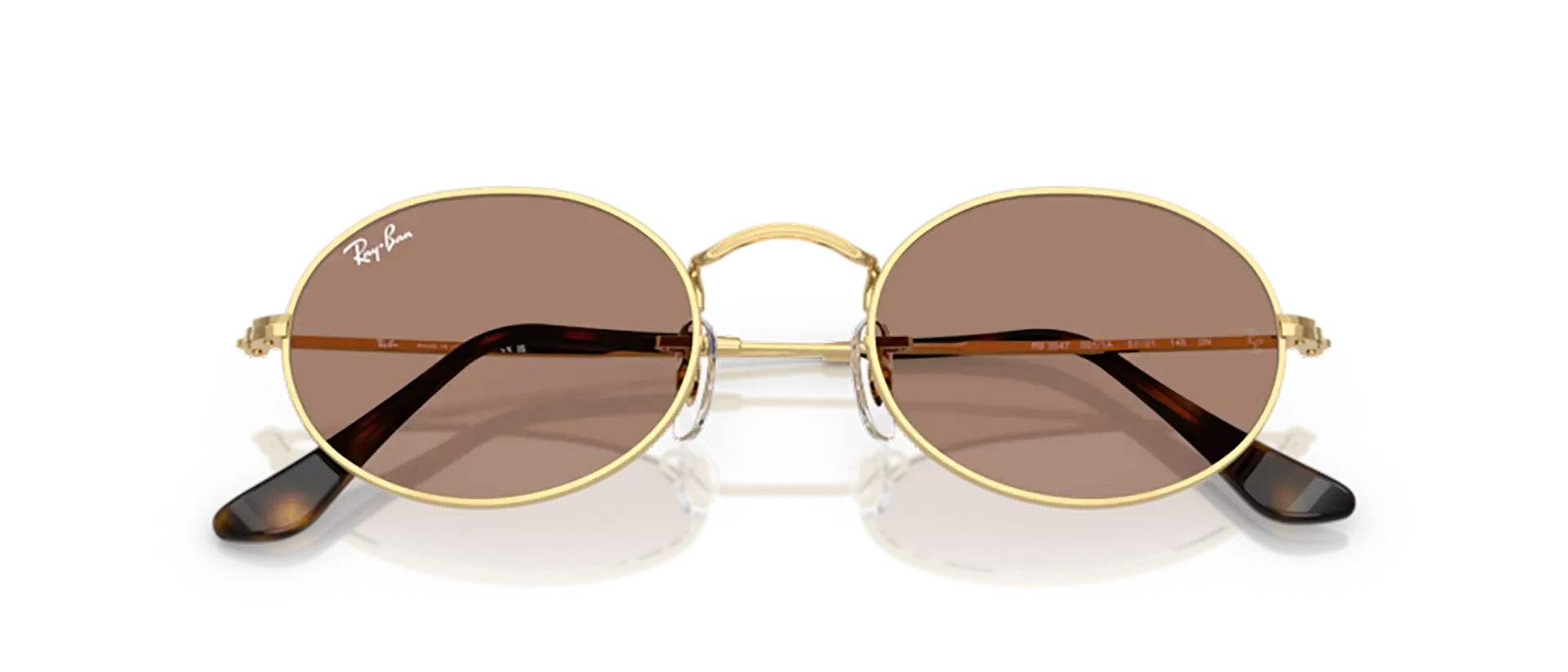 Dodatni prikaz 6: Ray-Ban Oval RB3547 001/1A uniseks sunčane naočale – okvir u zlatnoj boji i leće u ljubičastoj boji