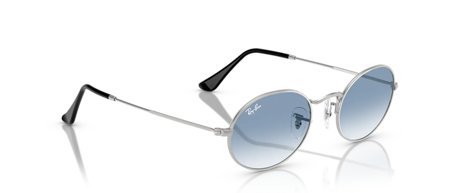 Dodatni prikaz 5: Ray-Ban Oval RB3547 003/3F uniseks sunčane naočale – okvir u srebrnoj boji i leće u plavoj boji, u prozirnoj izvedbi i s gradijentom
