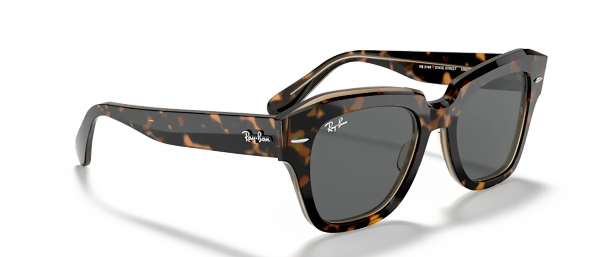 Dodatni prikaz 5: Ray-Ban State street RB2186 1292B1 uniseks sunčane naočale – okvir Havana uzorka u smeđoj boji i u prozirnoj izvedbi i leće u sivoj boji