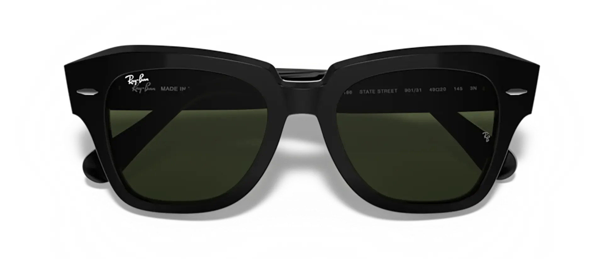 Dodatni prikaz 6: Ray-Ban State street RB2186 901/31 uniseks sunčane naočale – okvir u crnoj boji i leće u zelenoj boji