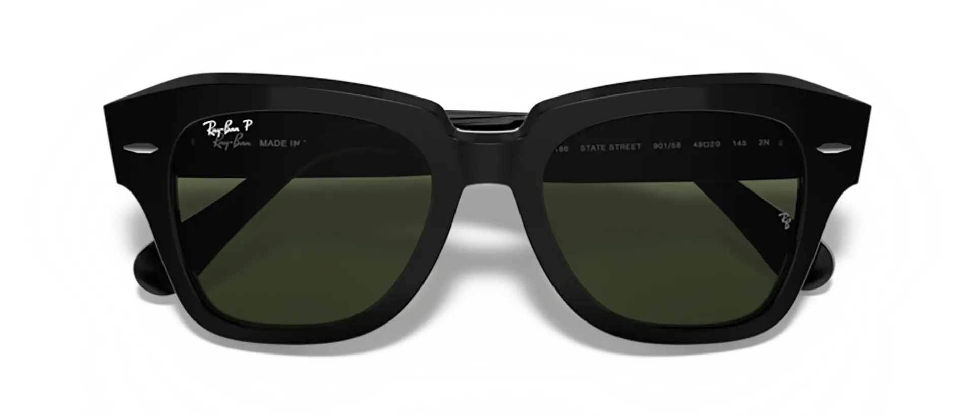 Dodatni prikaz 6: Ray-Ban State street RB2186 901/58 uniseks sunčane naočale – okvir u crnoj boji i leće u zelenoj boji