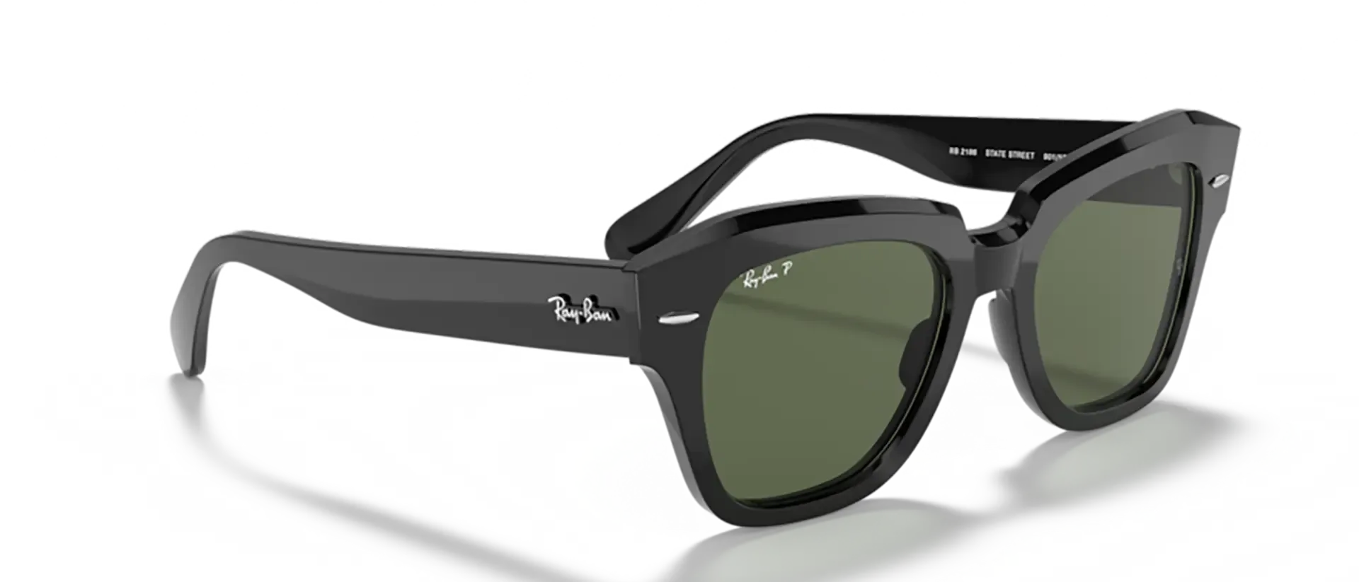 Dodatni prikaz 5: Ray-Ban State street RB2186 901/58 uniseks sunčane naočale – okvir u crnoj boji i leće u zelenoj boji